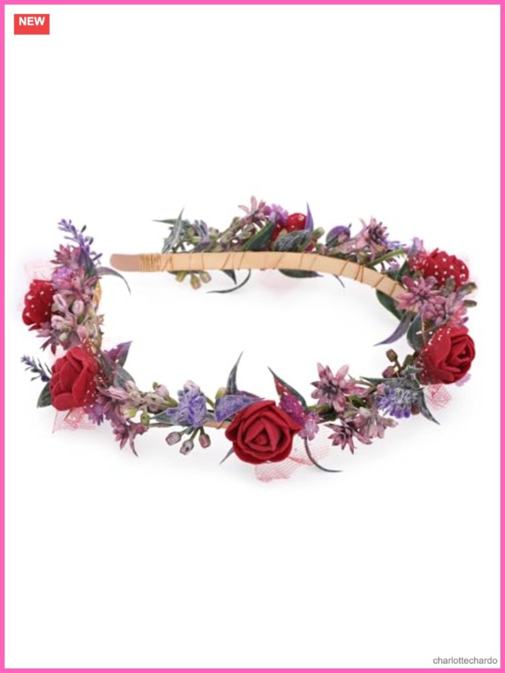 Lace Foam Rose Flower Crown Headband with Metal Band for Women
